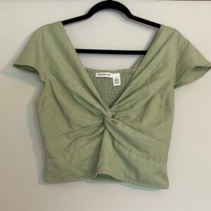 Midnight Sky Feminine Green Flutter Sleeve Top